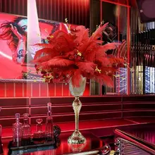 高級なおしゃれ感！フェザー装飾の造花テーブルフラワー【ホテルバースタイル・宴会用】