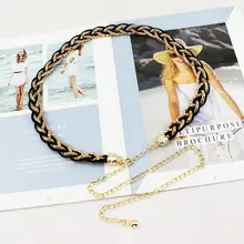 金属編みブラックウエストチェーン【女性用・スタイリッシュ・アクセサリー・どんな衣服にも合う】