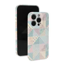 清新でシンプルなチェック柄の淡紫色フィルム二合一スマホケース【iPhone・Android対応】