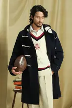 全羊毛使用の厚手ダッフルコート【牛角ボタン・メンズ・中長丈】