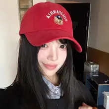 ベースボールキャップ レディース くまモチーフ レッド 大きいサイズ 小顔効果 紫外線対策 着回し おしゃれ 春 夏