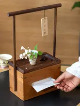 ヴィンテージ風 木製ペーパーボックス【高級感・和風・ティータイム用】