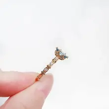 天然ロンドンブルートパーズのシルバーゴールドリング【レトロ宮廷風・女性用】