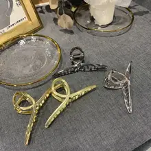 マットメタル製大サイズ交差型ヘアクリップ【シンプルデザイン・ポニーテール用・インスタ映え】