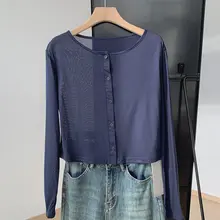 女性用ショート日焼け止めカーディガン薄いテンセルマスク