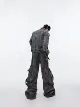 ヴィンテージ風ウォッシュドデニムジャケット【ゆったりとしたシルエット・メンズ・秋季用】（セットアップ対応）