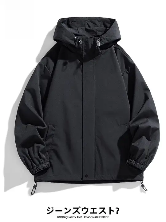 MEN'S ジャケット【春秋用・カジュアル・フード付き・風防デザイン・ルーズフィット】
