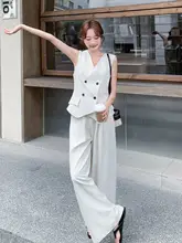 ノースリーブダブルブレスト作業ベストとワイドパンツ【夏用・ビジネスシーン対応】（セットアップ対応）
