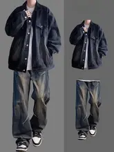 秋季カジュアルデザイン メンズデニムジャケット＆パンツ【ストリートファッション・学生向け・二点セットアップ対応】
