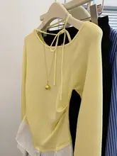 ウエストシェイプデザインのニットトップス【ラウンドネック・春向け・アクティブな雰囲気】（セットアップ対応）