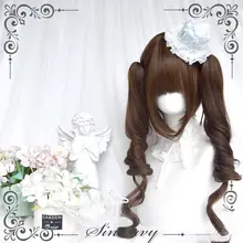 深い茶色のロリータ風ツインテールウィッグ【ショート・ウェーブ】