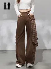 秋冬用 コーデュロイ風カラー チェックワイドレッグパンツ【デザイン性高い・カジュアル・レディース】