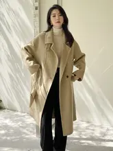 高級感あるダブルフェイスコート【女性用・中長丈・イエロー・ウール素材】