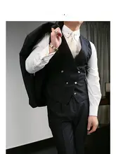 ダブルブレストのファッショナブルなベスト【カジュアル・結婚式用・男性用】（セットアップ対応）