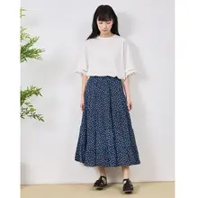 annuus フラワープリント Aラインスカート【夏用・ゆったりフィット・ウエストゴム・フレンチスタイル】