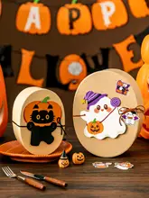 ハロウィン飾り用 カートゥーン吊り下げカード【ゴーストとジャック・オ・ランタン・クッキー用ボックス・キャンディボックス・カード・ベーキング用小物】