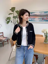 Uネックデザインのアイスシルクニットベスト【ストライプ・垂感・女性用】