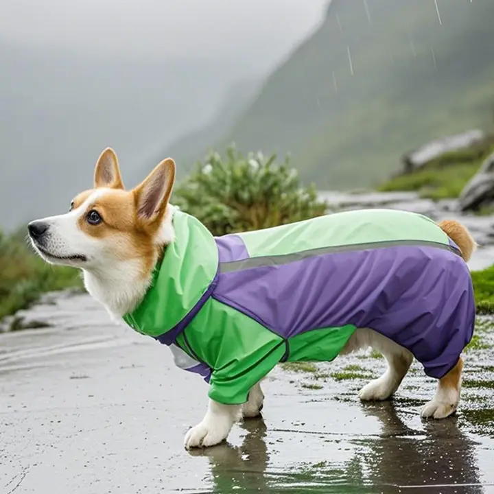 コーギー用 防水フルカバー雨具【夏用・小型犬・柴犬適応】