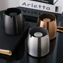 スタイリッシュなステンレス製灰皿【蓋付き・厚手・現代的デザイン・家庭用・カフェ用】