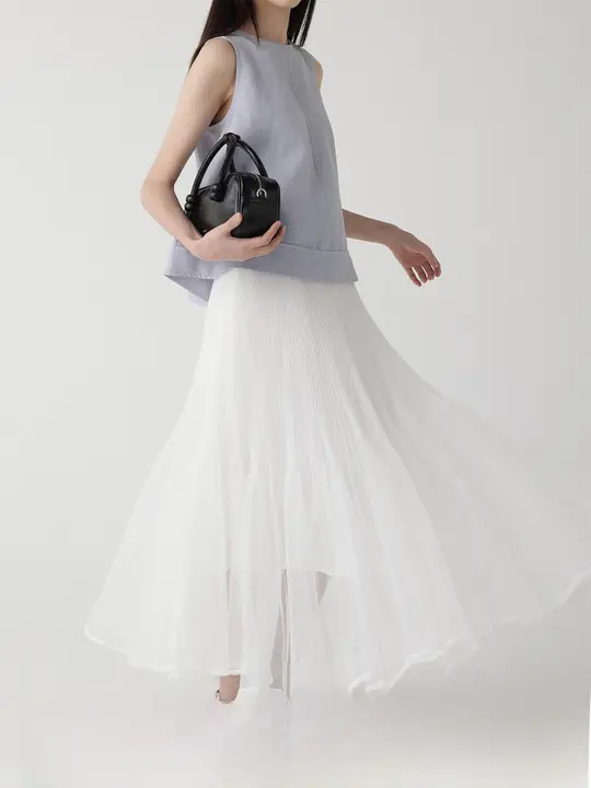 美しいデザインのチュチュスカート【二重のネット素材・フィッシュテール・プリーツ】