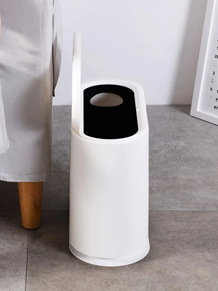 プッシュ式蓋付きゴミ箱：トイレや隙間収納に最適な小型密閉タイプ