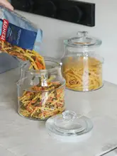 ガラス 保存容  器 クリア 蓋付き 防塵 コーヒー豆 雑穀 オートミール クッキー 収納