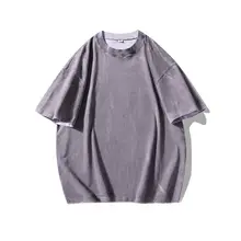 レトロなデザインの洗い加工コットンTシャツ【夏用・ゆったりシルエット・短袖】