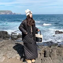 ダイヤモンドキルトデザインの軽やかな羽毛コットンジャケットとスカート【秋冬用・大人向け・上品】（セットアップ対応）
