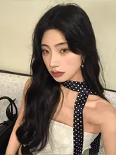 水玉スレンダーストリップシルクスカーフ女性 2025 春夏新作