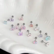 八角形のローズカットジルコニア使用のチタン製ピアス【平底・耳骨用】