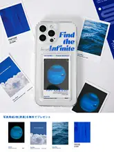 カードホルダー付き スマホケース iPhone 16 Pro Max 15 Pro Max 14 13 対応 クリア ソフト フルカバー カードスロット ブルー 写真 上品