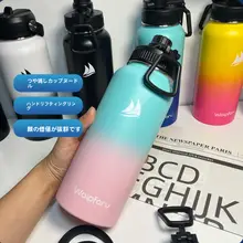 シンプルな保温ボトル【大容量・抗菌304不銹鋼・携帯用・ストロー付き】