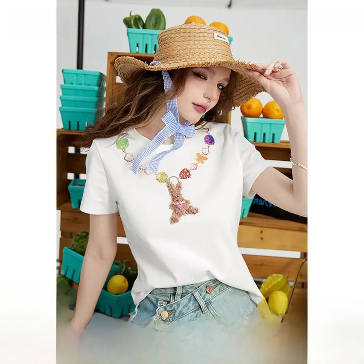 妖精のポケット・レインボーネックレスプリントTシャツ【女性用・フィットデザイン】