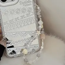 可愛いデザインのスマホケース【ストラップ付き・保護カバー・チェーン装飾】