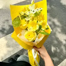 七色のビオライエローシリーズ包装紙の花束【手作りフラワーアレンジ用・資材】