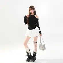 リバーシブルオフショルダーセーター【春用・フィット感・短丈】