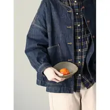 レディース 秋季用 コットン100% デニムショートジャケット【ウォッシュ加工・2色切替・カジュアルデザイン】