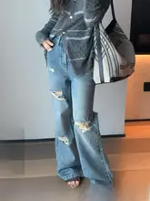 夏用 デザインデニムパンツ【ダメージ加工・レディース・フィット】