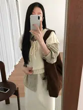 リボン付きプルオーバーセーター【秋用・ショートスリーブ・ルーズフィット】