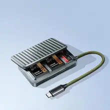 多機能高速カードリーダー【SDカード・TFカード・収納ボックス一体型・Type-C対応・汎用】
