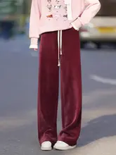 スタイリッシュなサテン女性用パンツ【冬用・ウエストゴム・ドローストリング・ストレートフィット】