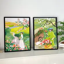 北欧風レトロ抽象ラインアート【デスクトップ用フレーム・装飾用・インテリア】