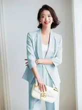 涼しげな女性用薄手ジャケット【七分袖・アセテート素材・シンプルデザイン】（セットアップ対応）