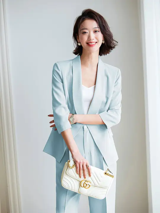 涼しげな女性用薄手ジャケット【七分袖・アセテート素材・シンプルデザイン】（セットアップ対応）