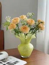 エレガントなデザインの透明ガラス花瓶【水耕植物用・デスクトップ装飾】