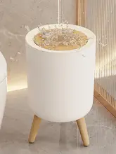 家庭用 木製調 蓋付きゴミ箱【ビンテージスタイル・大容量・トイレ用】
