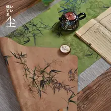 禅スタイル小茶席マット【防水・緑色の牡丹と竹林デザイン・一人用・高級感あり】