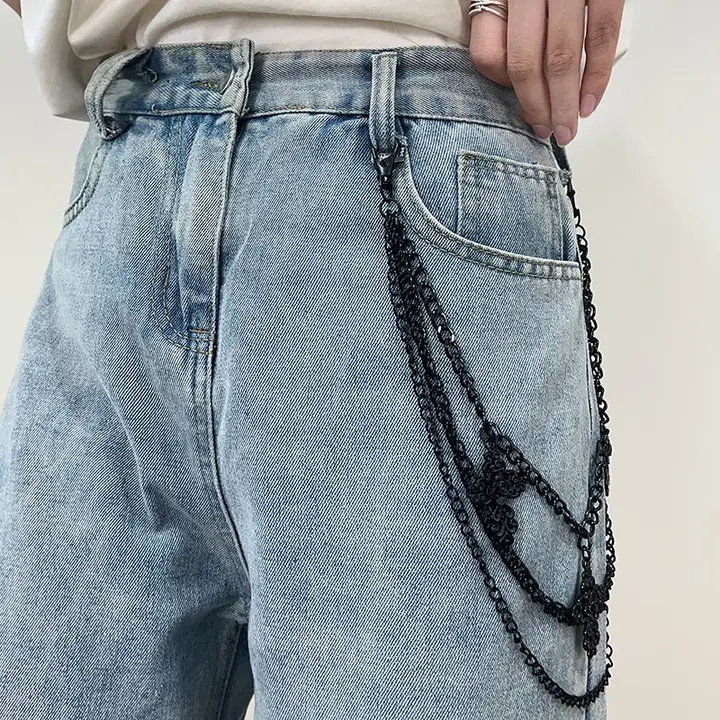 ヒップホップスタイルの腰鎖【クロスボトム・チェーンデザイン】（セットアップ対応）