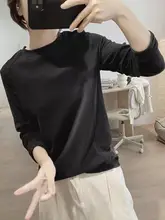 ホワイト長袖Tシャツ【フレンチスタイル・ゆったりフィット・重ね着用・女性用・パネルデザイン】