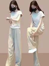 夏季ファッションにぴったり！極上の柔らかさのTシャツとアイスシルクのワイドパンツ（セットアップ対応）